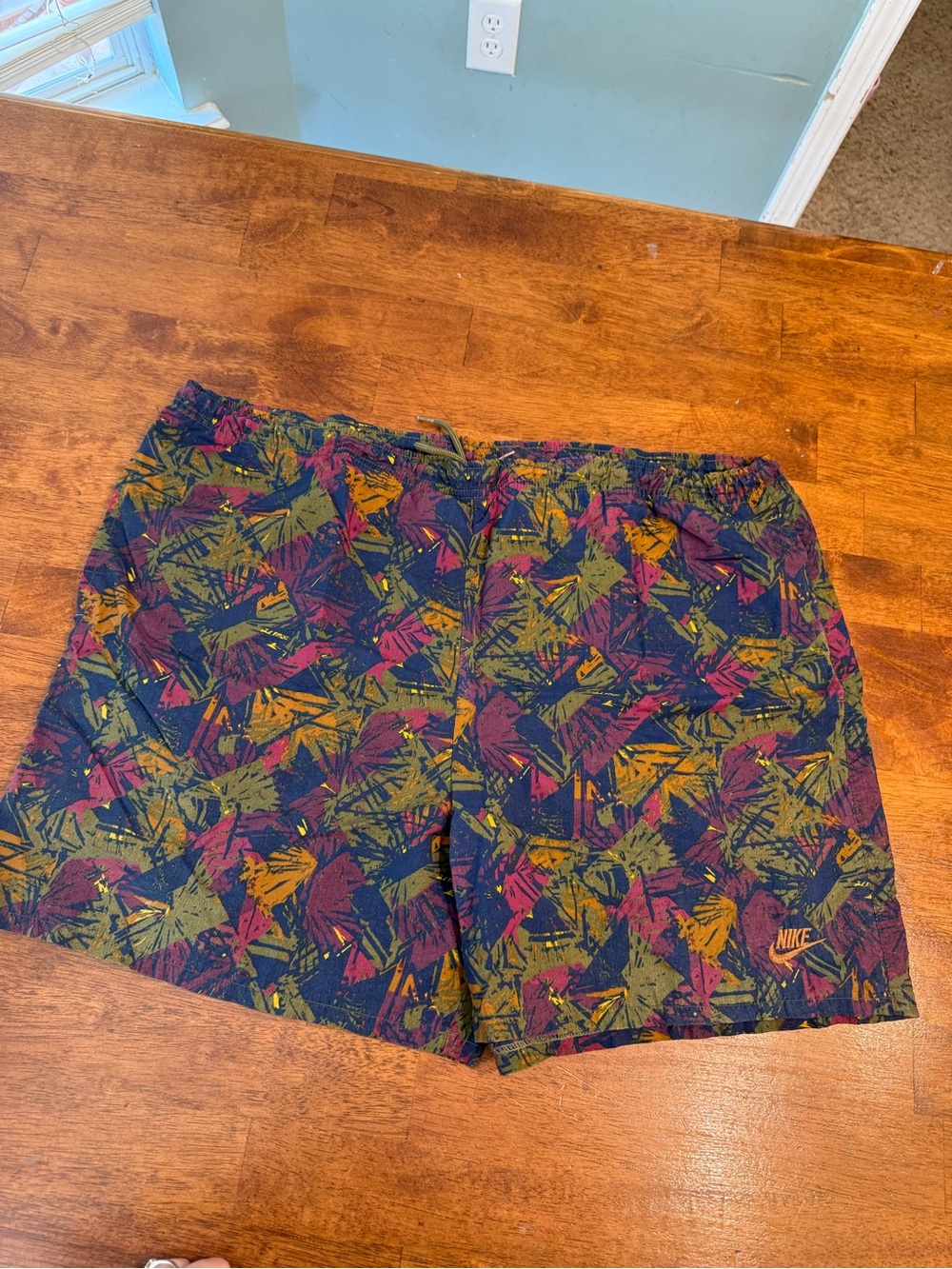 VTG 90s Nike ACG Abstract All Over Print Nylon Shorts Indigo Storm XL Rare